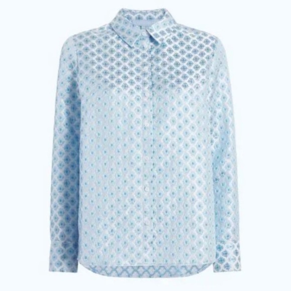 Hill House The James Shirt
Snowflake Brocade Blue/White Small - Picture 3 of 10